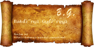 Bakányi Györgyi névjegykártya